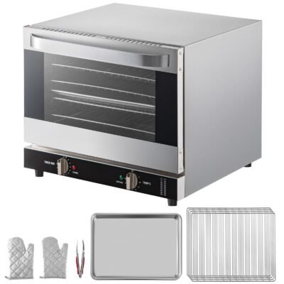 VEVOR 66L Commercial Convection Oven 24 inch Single Electric Wall Oven Single-fan and ( Stainless Steel + Tempered Glass )
