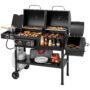 Royal Gourmet 4 in 1 with Offset Smoker and Side Burner Black Liquid propane and charcoal Combo Grill 1 -Side Burners